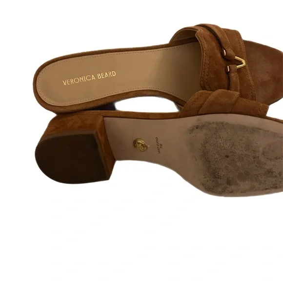 Veronica Beard Annette Suede Medallion Mule Sandals - Picture 4 of 5